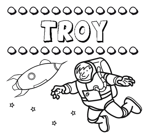 Nome Troy para colorir. Desenhos dos nomes para pintar com as crianças