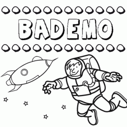 Nome Bademo para colorir. Desenhos dos nomes para pintar com as crianças