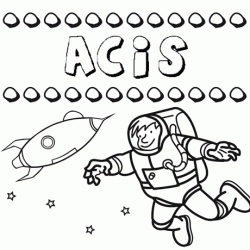 Nome Acis para colorir. Desenhos dos nomes para pintar com as crianças