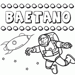 Nome Baetano para colorir. Desenhos dos nomes para pintar com as crianças