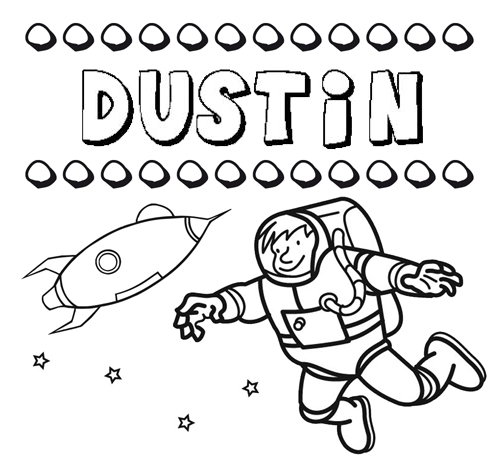 Nome Dustin para colorir. Desenhos dos nomes para pintar com as crianças