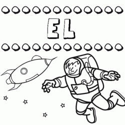 Nome El para colorir. Desenhos dos nomes para pintar com as crianças