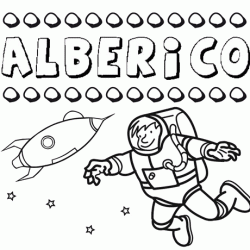 Nome Alberico para colorir. Desenhos dos nomes para pintar com as crianças