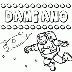 Nome Damiano para colorir. Desenhos dos nomes para pintar com as crianças