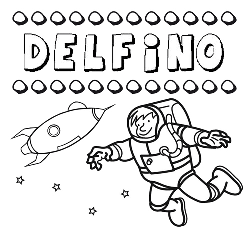 Nome Delfino para colorir. Desenhos dos nomes para pintar com as crianças