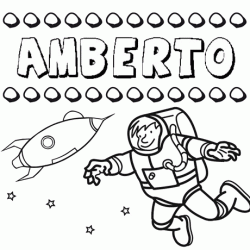 Nome Amberto para colorir. Desenhos dos nomes para pintar com as crianças