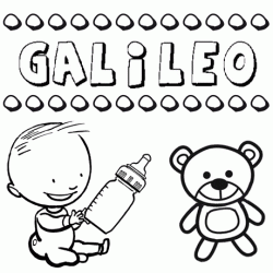 Nome Galileo para colorir. Desenhos dos nomes para pintar com as crianças
