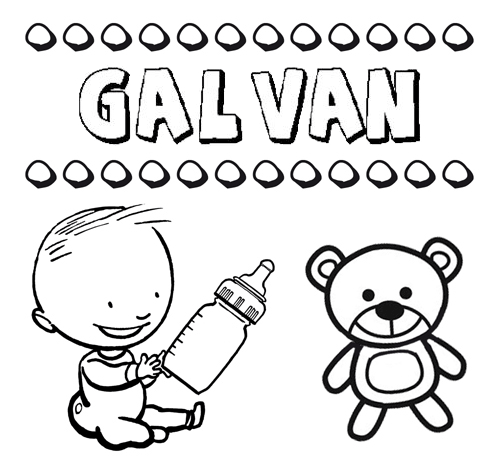 Nome Galván para colorir. Desenhos dos nomes para pintar com as crianças