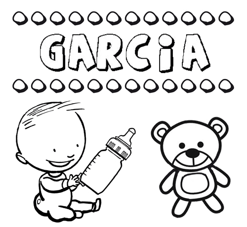 Nome García para colorir. Desenhos dos nomes para pintar com as crianças