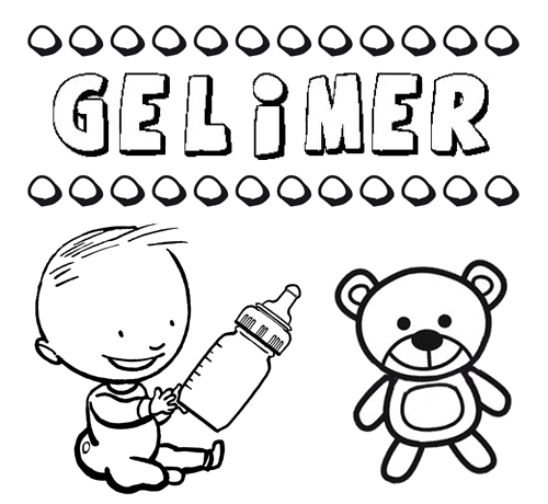 Nome Gelimer para colorir. Desenhos dos nomes para pintar com as crianças