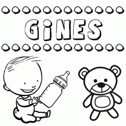 Nome Ginés para colorir. Desenhos dos nomes para pintar com as crianças