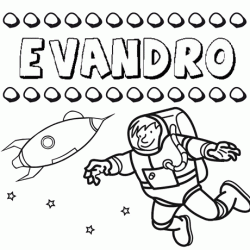 Nome Evandro para colorir. Desenhos dos nomes para pintar com as crianças