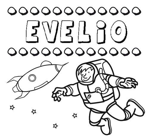 Nome Evelio para colorir. Desenhos dos nomes para pintar com as crianças