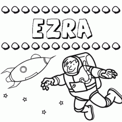 Nome Ezra para colorir. Desenhos dos nomes para pintar com as crianças