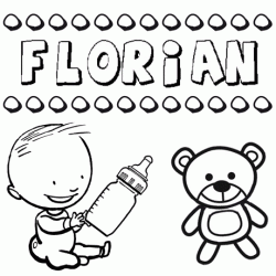 Nome Florián para colorir. Desenhos dos nomes para pintar com as crianças