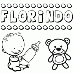 Nome Florindo para colorir. Desenhos dos nomes para pintar com as crianças