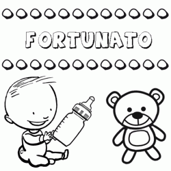 Nome Fortunato para colorir. Desenhos dos nomes para pintar com as crianças