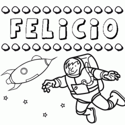 Nome Felicio para colorir. Desenhos dos nomes para pintar com as crianças