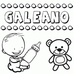Nome Galeano para colorir. Desenhos dos nomes para pintar com as crianças