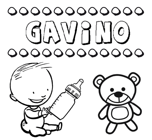 Nome Gavino para colorir. Desenhos dos nomes para pintar com as crianças