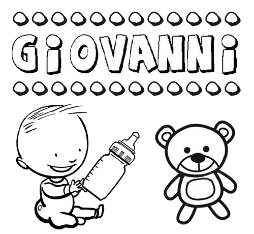 Nome Giovanni para colorir. Desenhos dos nomes para pintar com as crianças
