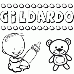 Nome Gildardo para colorir. Desenhos dos nomes para pintar com as crianças