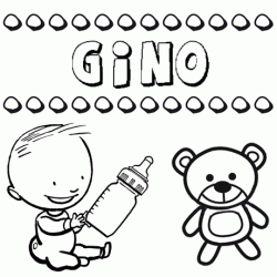 Nome Gino para colorir. Desenhos dos nomes para pintar com as crianças