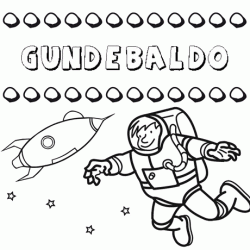 Nome Gundebaldo para colorir. Desenhos dos nomes para pintar com as crianças