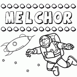 Nome Melchor para colorir. Desenhos dos nomes para pintar com as crianças