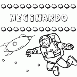 Nome Meginardo para colorir. Desenhos dos nomes para pintar com as crianças