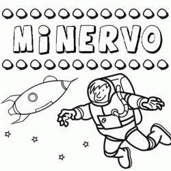Nome Minervo para colorir. Desenhos dos nomes para pintar com as crianças