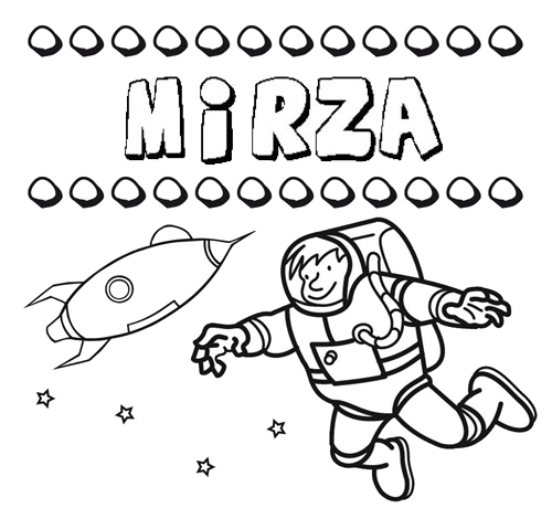 Nome Mirza para colorir. Desenhos dos nomes para pintar com as crianças