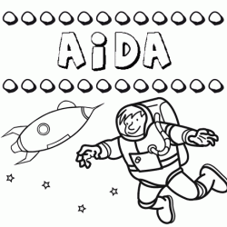 Nome Aída para colorir. Desenhos dos nomes para pintar com as crianças