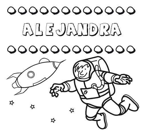 Nome Alejandra para colorir. Desenhos dos nomes para pintar com as crianças