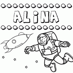 Nome Alina para colorir. Desenhos dos nomes para pintar com as crianças