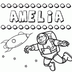 Nome Amelia para colorir. Desenhos dos nomes para pintar com as crianças