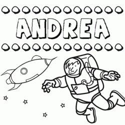 Nome Andrea para colorir. Desenhos dos nomes para pintar com as crianças