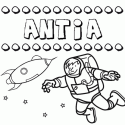 Nome Antía para colorir. Desenhos dos nomes para pintar com as crianças