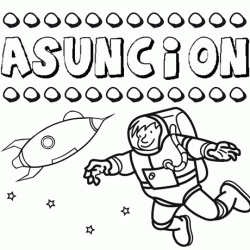Nome Asunción para colorir. Desenhos dos nomes para pintar com as crianças