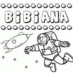 Nome Bibiana para colorir. Desenhos dos nomes para pintar com as crianças