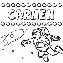 Nome Carmen para colorir. Desenhos dos nomes para pintar com as crianças