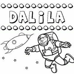 Nome Dalila para colorir. Desenhos dos nomes para pintar com as crianças