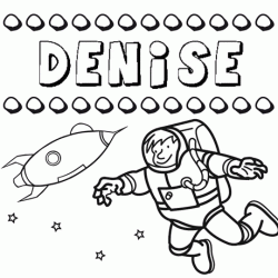 Nome Denise para colorir. Desenhos dos nomes para pintar com as crianças