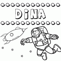 Nome Dina para colorir. Desenhos dos nomes para pintar com as crianças
