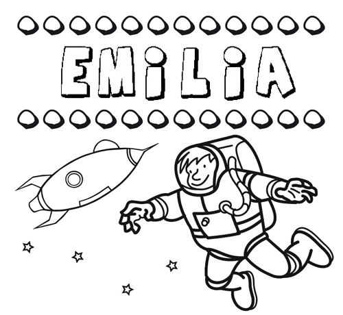 Nome Emilia para colorir. Desenhos dos nomes para pintar com as crianças