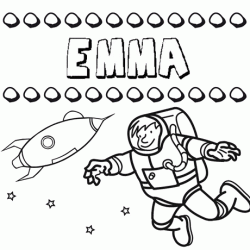 Nome Emma para colorir. Desenhos dos nomes para pintar com as crianças