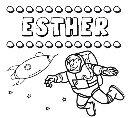 Nome Esther para colorir. Desenhos dos nomes para pintar com as crianças