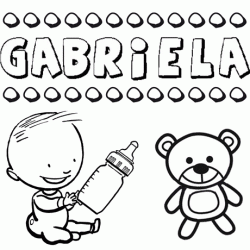 Nome Gabriela para colorir. Desenhos dos nomes para pintar com as crianças