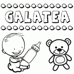 Nome Galatea para colorir. Desenhos dos nomes para pintar com as crianças