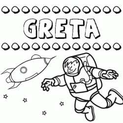 Nome Greta para colorir. Desenhos dos nomes para pintar com as crianças